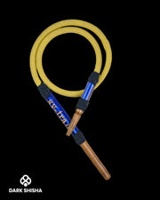 Tubo Tradizionale Sultan Lux 170 cm | Pelle Gialla con Dettagli Blu per Narghilè - Darkshisha